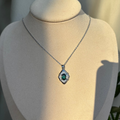 Emerald Green Stone Silver Vintage Necklace