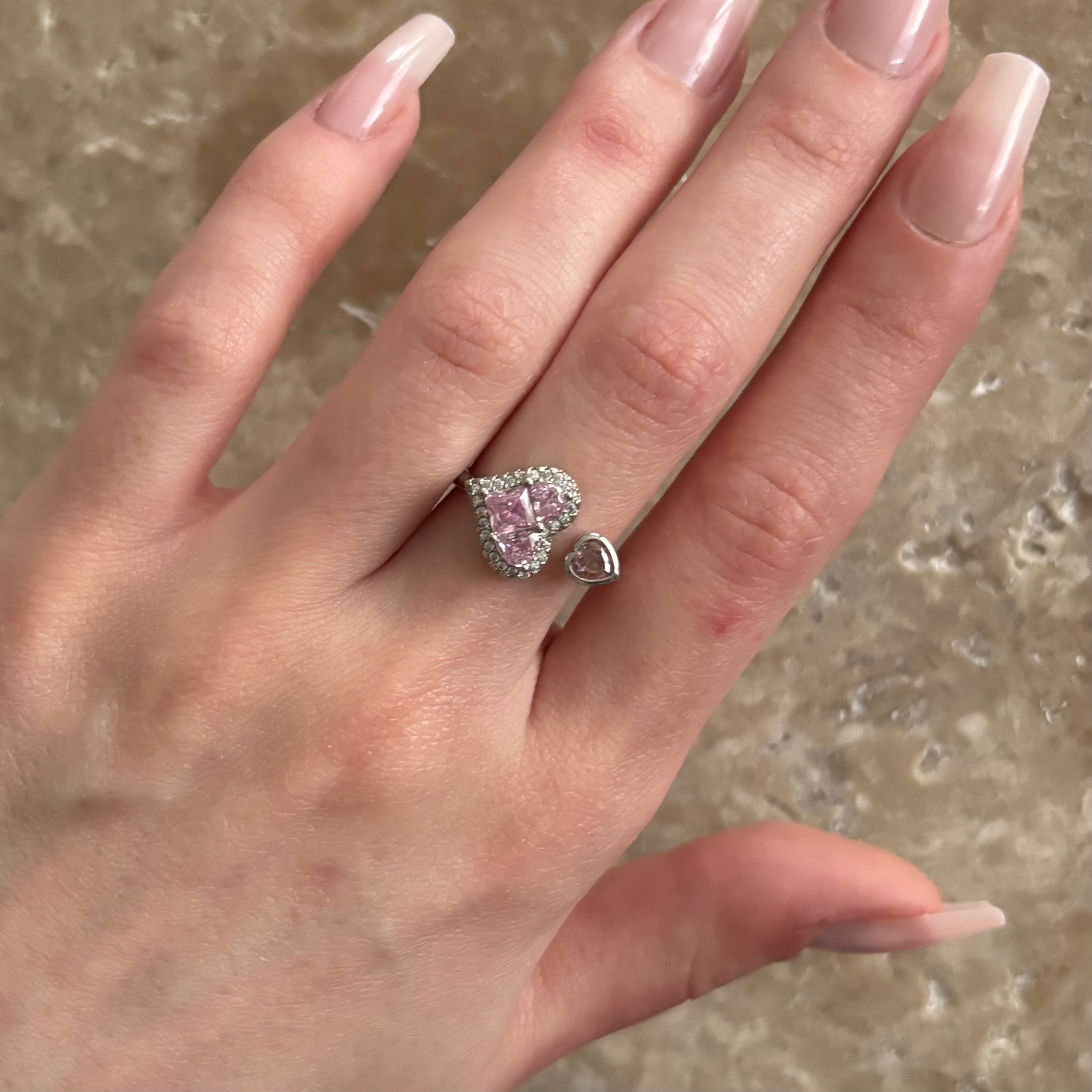 Pink Stone Heart Ring