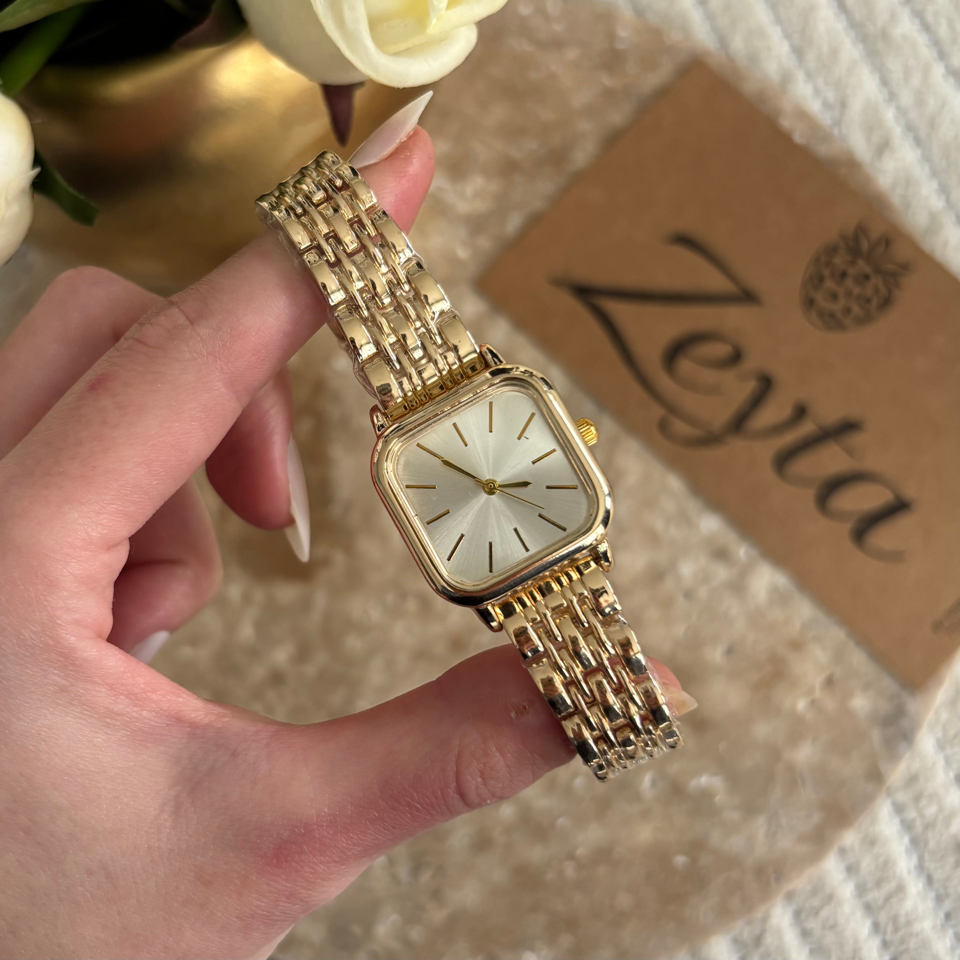 Vintage Kare Gold Saat | Çelik