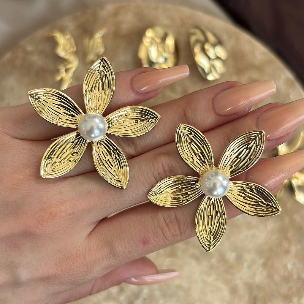 Gold Flowers Küpe