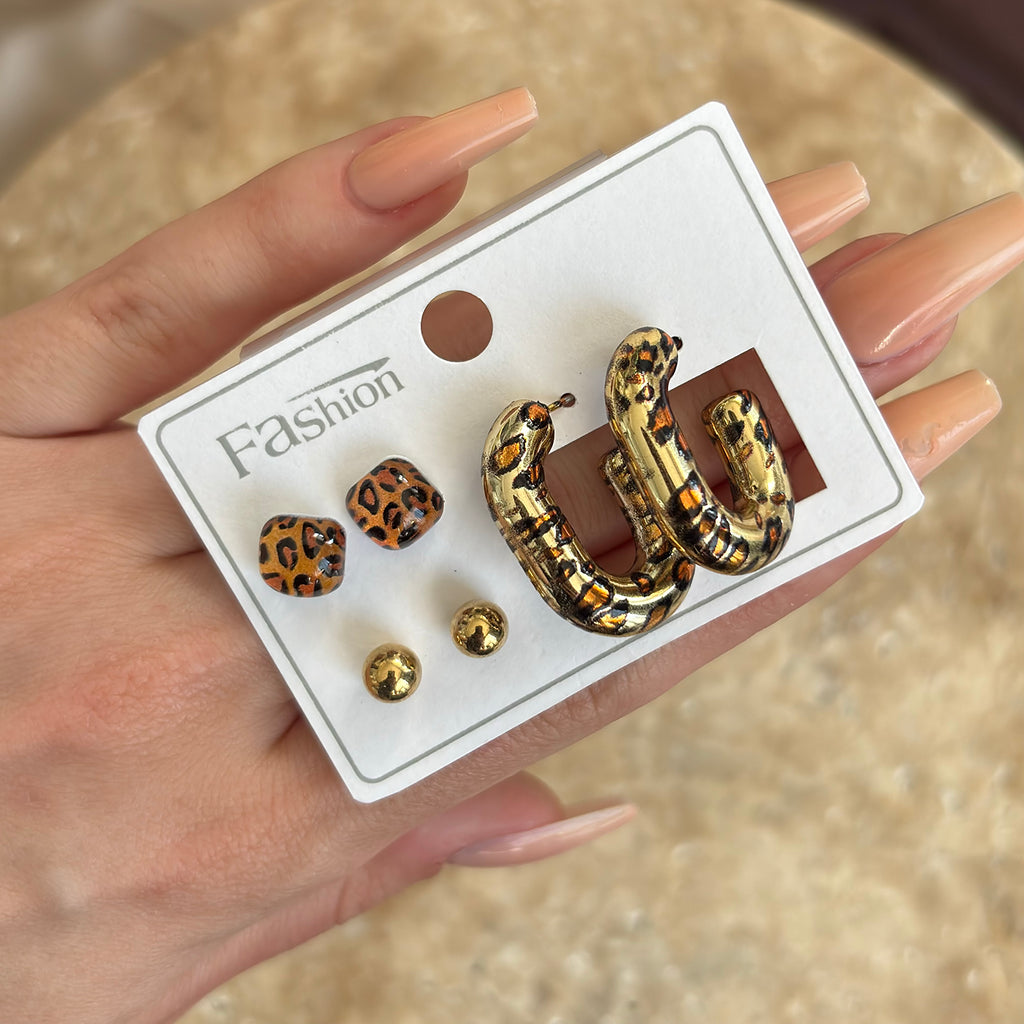 Leopar Küpe Seti