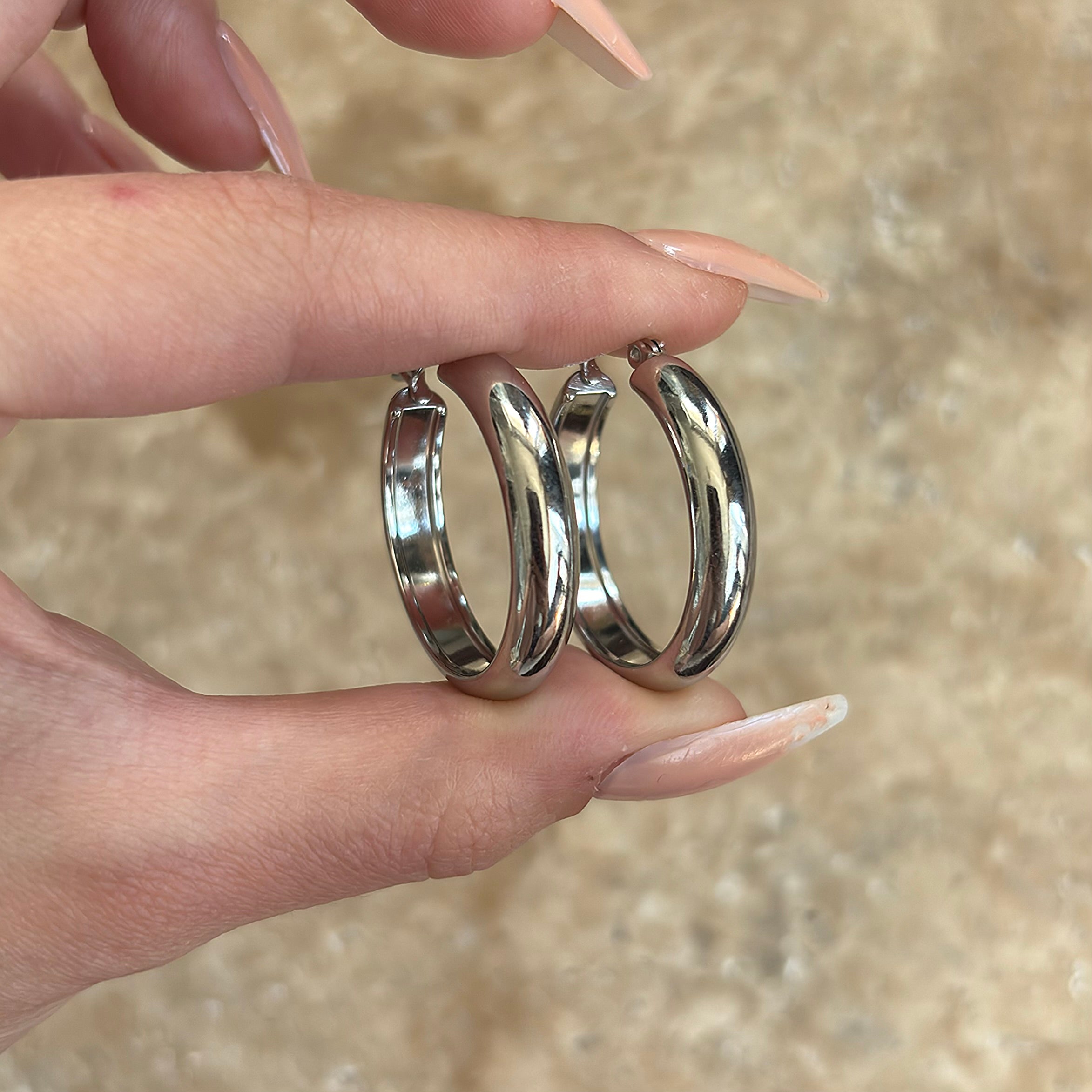 Midi Silver Halka Küpe