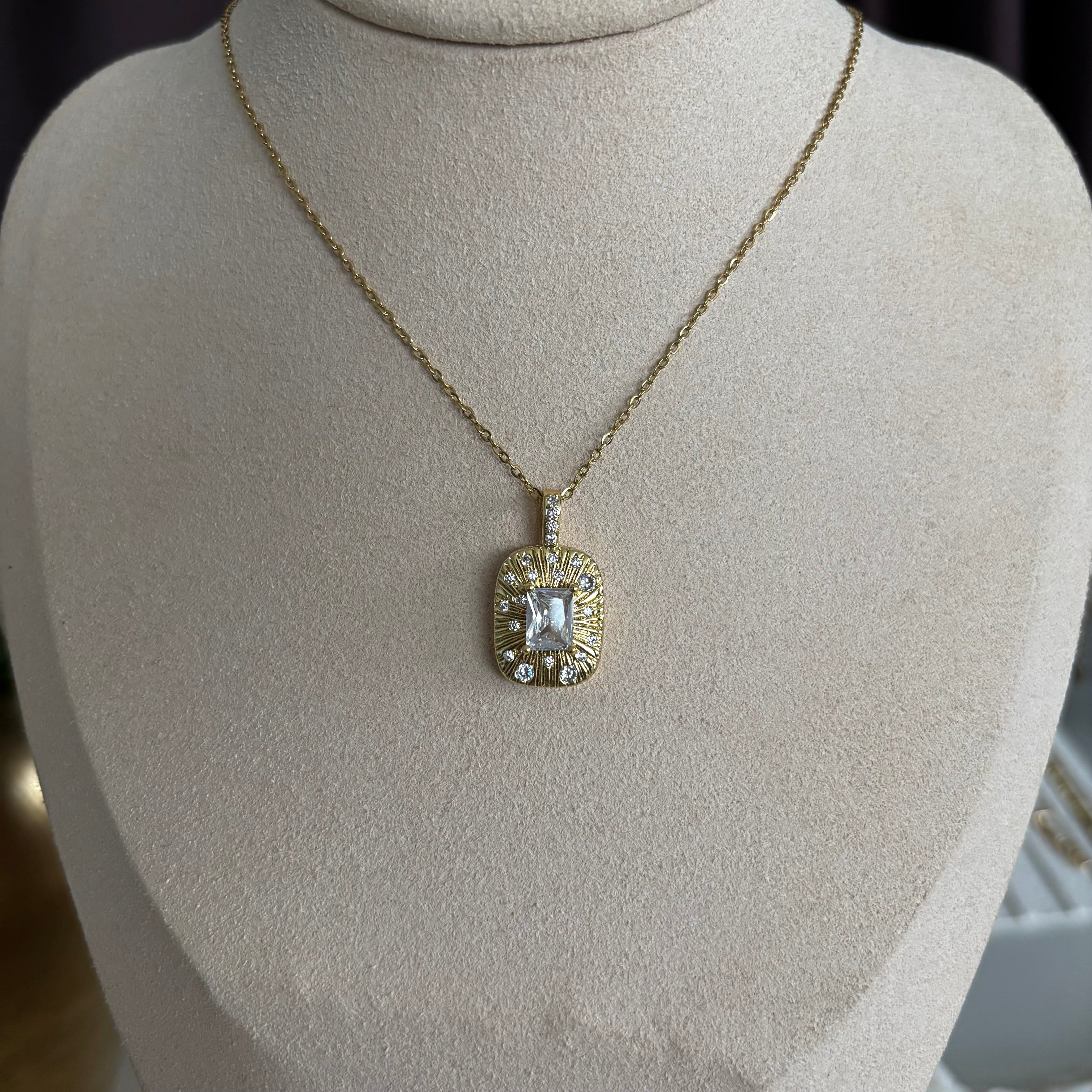 Vintage Baguette Stone Necklace