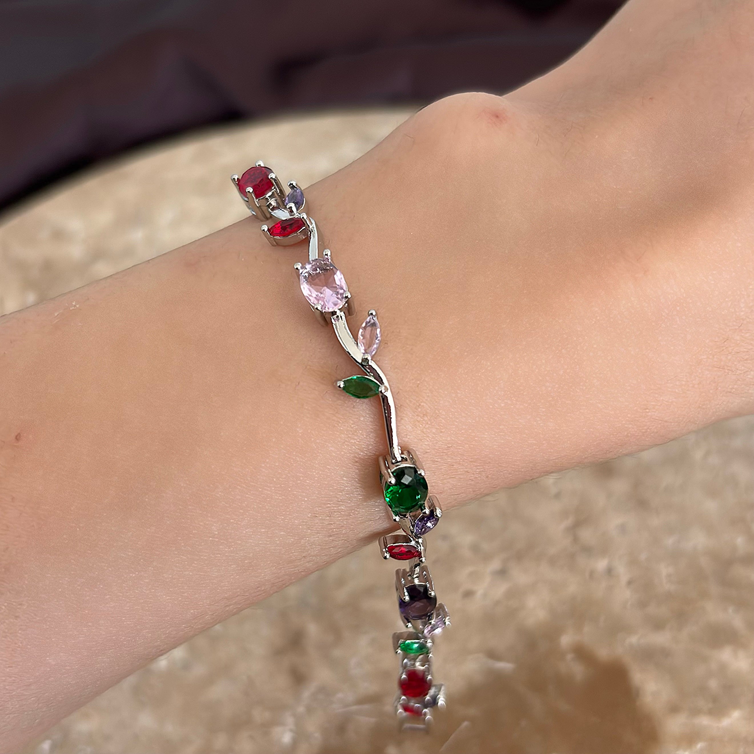 Kristal Silver Lale Bileklik