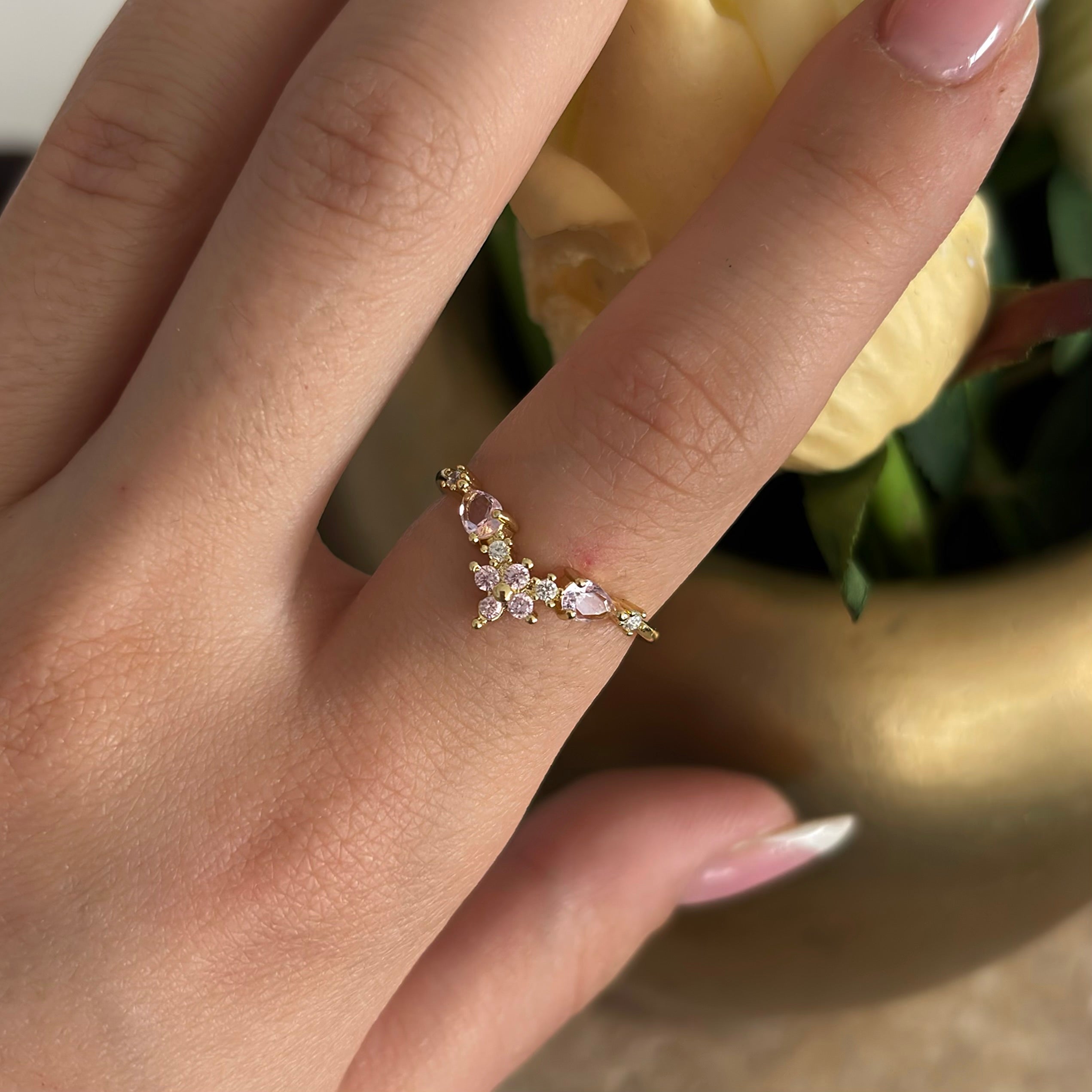 Pink Flowers Ring