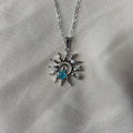 Taşlı Çelik Güneş Kolye/ Silver