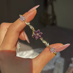 Gold Purple Flowers Bileklik