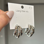 Silver Üçlü Halka Küpe
